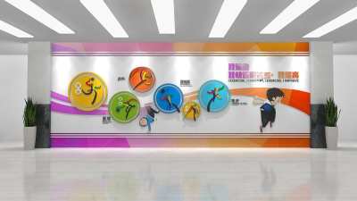 现代体育文化宣传墙3D模型下载